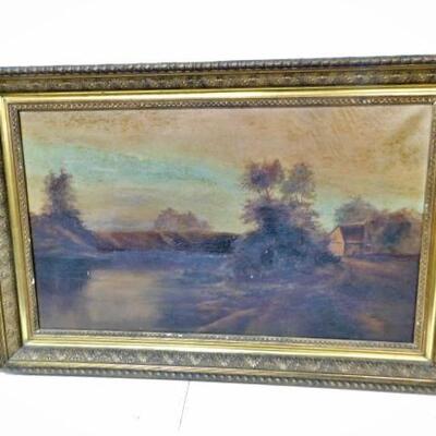 19th Century Oil on Canvas Original Painting set in Gilt Wood Frame