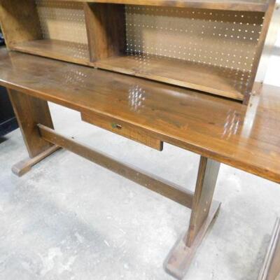Nice Solid Wood Thick Slab Hand Crafted Work Table with Cubby Hutch