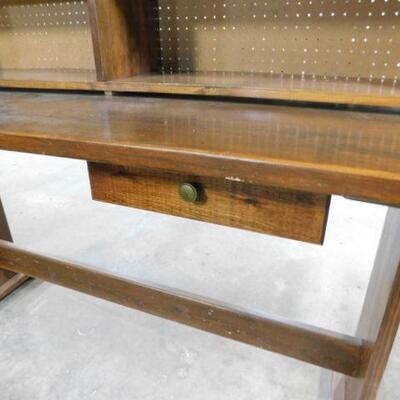Nice Solid Wood Thick Slab Hand Crafted Work Table with Cubby Hutch