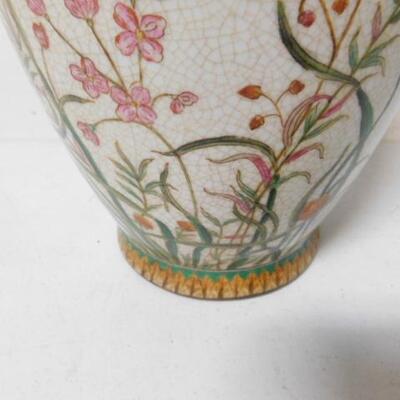 Chinoiserie Ceramic Painted Blossoms Centerpiece Vase