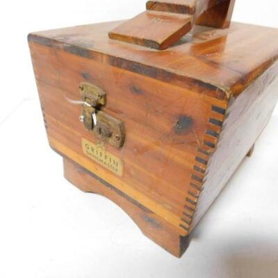 Vintage Cedar Wood Griffin Shine Masters Shoe Shine Box