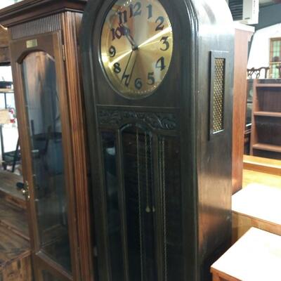 Vintage Korean Grandfather Clock Weight and Pendulum Chime Solid Brass Face and Mechanism