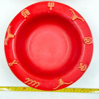 FRANKOMA POTTERY â€œRANCHâ€ RED BOWL AND PLATES