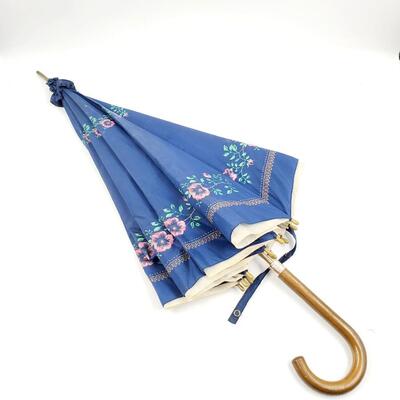 VINTAGE BLUE FLORAL UMBRELLA