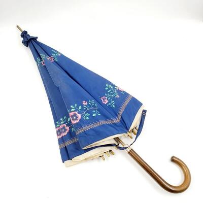 VINTAGE BLUE FLORAL UMBRELLA