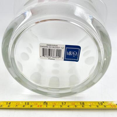 MIKASA â€œCHEERSâ€ GLASS ICE BUCKET & METAL SCOOP