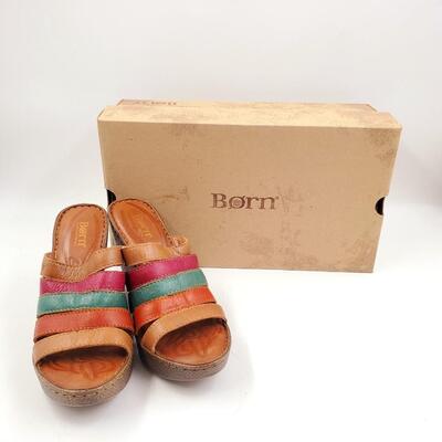 BORN LEATHER WEDGE SANDLES WITH BOX SIZE 9M