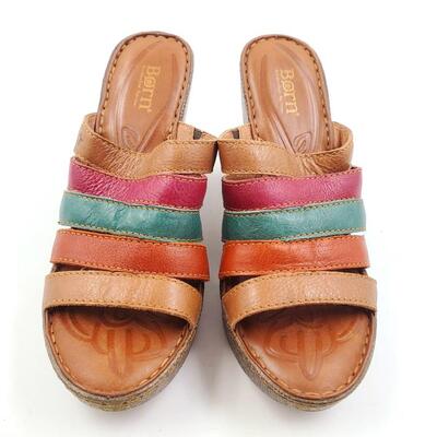 BORN LEATHER WEDGE SANDLES WITH BOX SIZE 9M