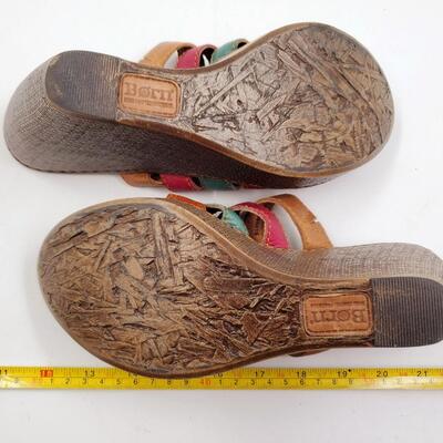BORN LEATHER WEDGE SANDLES WITH BOX SIZE 9M