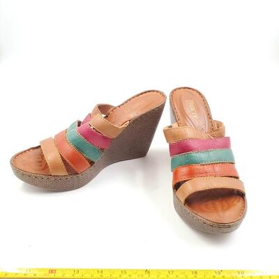 BORN LEATHER WEDGE SANDLES WITH BOX SIZE 9M