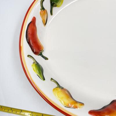 CLAY ART â€œLA MESAâ€ HAND-PAINTED STONELITE 18â€ PEPPER PLATTER