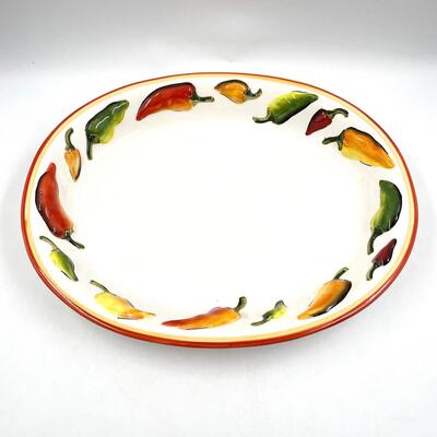 CLAY ART â€œLA MESAâ€ HAND-PAINTED STONELITE 18â€ PEPPER PLATTER