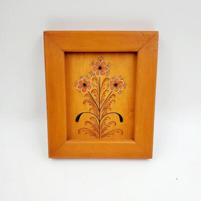 HAND PAINTED WOOD FRAMED ART SIGNED MARY TORRENCE