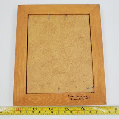 HAND PAINTED WOOD FRAMED ART SIGNED MARY TORRENCE