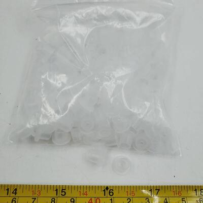 CRAFTY BUNDLE OF SMALL GLASS VIALS, STOPPERS, LIDS AND DROPPERS