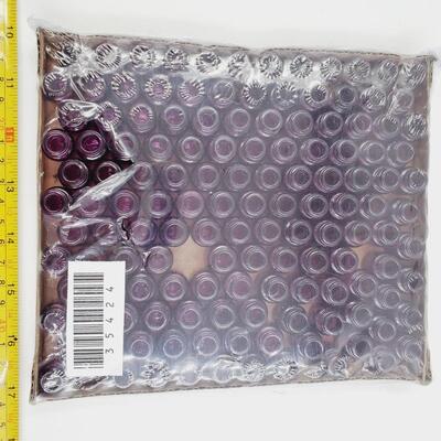 CRAFTY BUNDLE OF SMALL GLASS VIALS, STOPPERS, LIDS AND DROPPERS