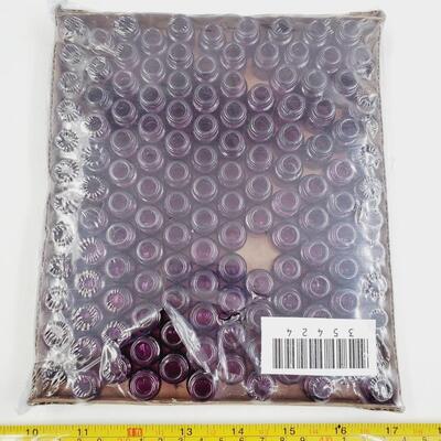 CRAFTY BUNDLE OF SMALL GLASS VIALS, STOPPERS, LIDS AND DROPPERS