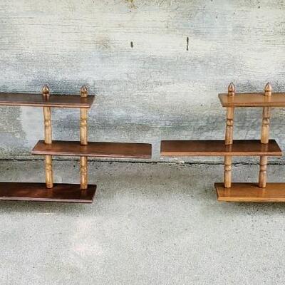 3 TIERED WOODEN SHELVES SET OF 2