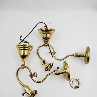 GOLD TONED LIGHT FIXTURE SET OF 2