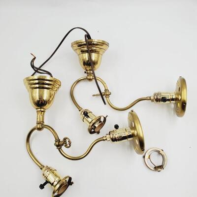 GOLD TONED LIGHT FIXTURE SET OF 2