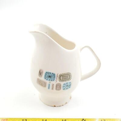 TEMPORAMA CANONSBERG POTTERY MCM ATOMIC DESIGN CREAM, SUGAR AND 7IN PLATE