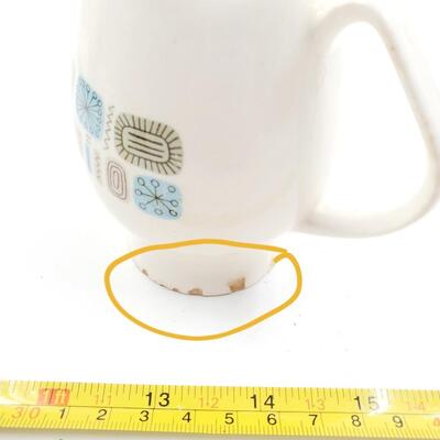 TEMPORAMA CANONSBERG POTTERY MCM ATOMIC DESIGN CREAM, SUGAR AND 7IN PLATE