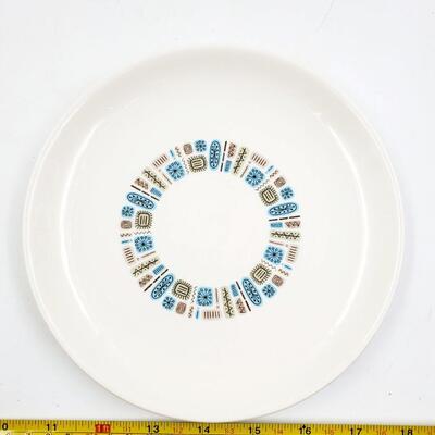 TEMPORAMA CANONSBERG POTTERY MCM ATOMIC DESIGN CREAM, SUGAR AND 7IN PLATE