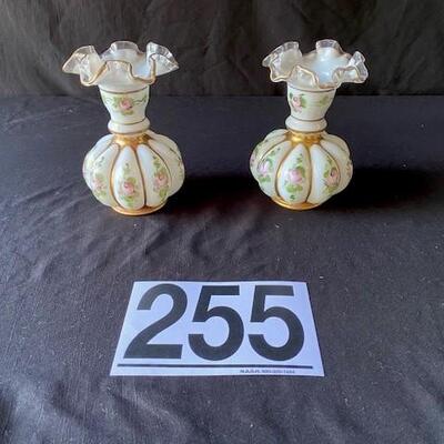 LOT#B255: Believed to be Pair of Fenton Charleton Vases