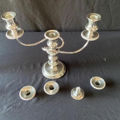 LOT#B259: Pair of Sheffield Plate Candelabras
