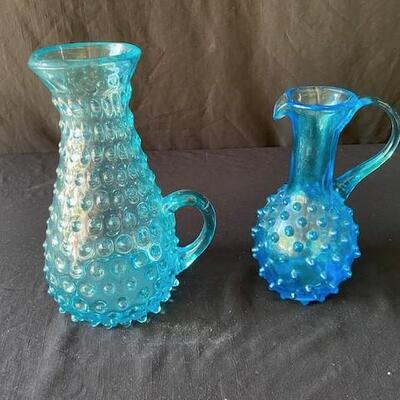 LOT#M274: Pair of Hobnail Pitchers