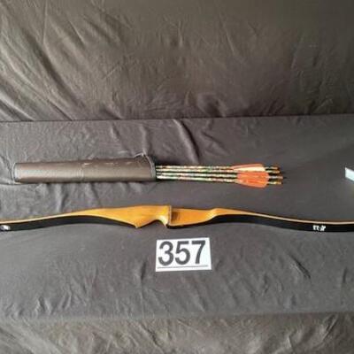 LOT#C357: 1970 Black Bear Bow with Arrows & Quiver