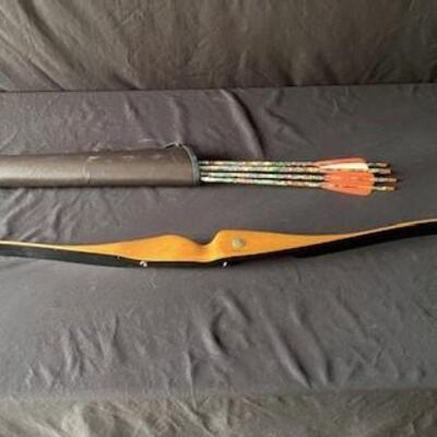 LOT#C357: 1970 Black Bear Bow with Arrows & Quiver