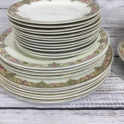 Partial Set of WH Grindley & Co Vintage Floral Rimmed China England