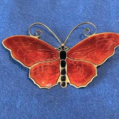 LOT#F384: David Andersen Marked Sterling Enamel Pin (Norway) [12g]