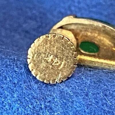 LOT#F385: Stamped 14K Vintage Imperial Jade Screwback Earrings [4g]