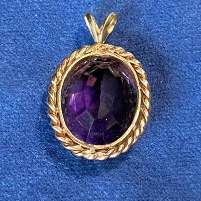 LOT#F386: Tested 14K Vintage Amethyst Pendant [6g]