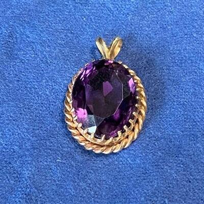 LOT#F386: Tested 14K Vintage Amethyst Pendant [6g]