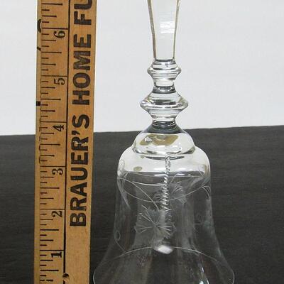 Pretty Clear Cut Glass Bell With Grapes Pattern, Made in Hungary