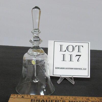 Pretty Clear Cut Glass Bell With Grapes Pattern, Made in Hungary