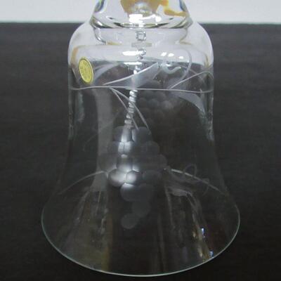 Pretty Clear Cut Glass Bell With Grapes Pattern, Made in Hungary