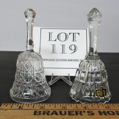 2 Clear Smaller Glass Bells, Lead Crystal, One is From Yugoslavia