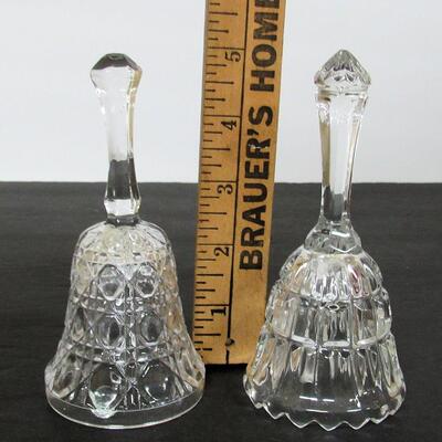 2 Clear Smaller Glass Bells, Lead Crystal, One is From Yugoslavia