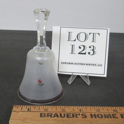 Vintage Frosted Hand Painted Glass Bell, Made in Hungary