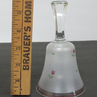 Vintage Frosted Hand Painted Glass Bell, Made in Hungary