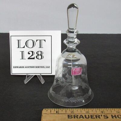 Vintage Clear Cut Glass Bell, Floral Pattern, Made in Romania