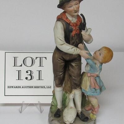 Bisque Figurine, Man With Girl and Goose, #7291
