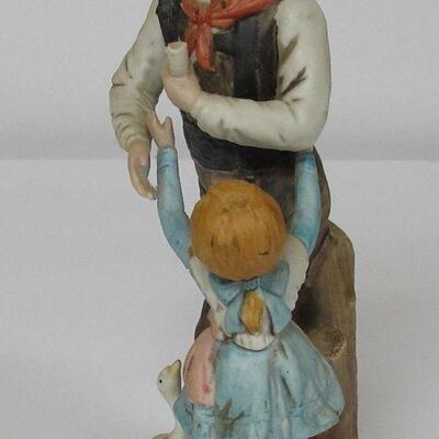 Bisque Figurine, Man With Girl and Goose, #7291