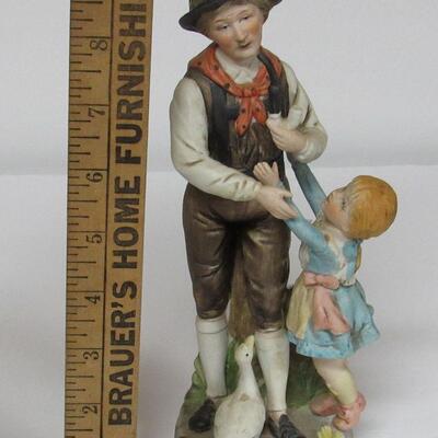 Bisque Figurine, Man With Girl and Goose, #7291