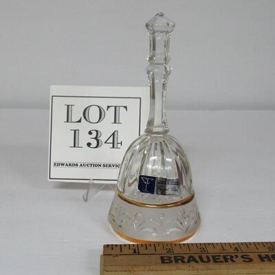 Hand Cut Lead Crystal Bell, Frosted With Gold Trim, Made in West Germany