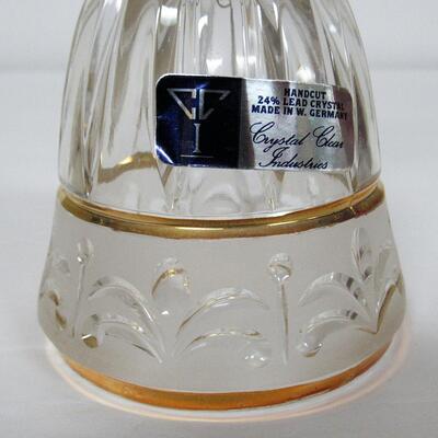 Hand Cut Lead Crystal Bell, Frosted With Gold Trim, Made in West Germany